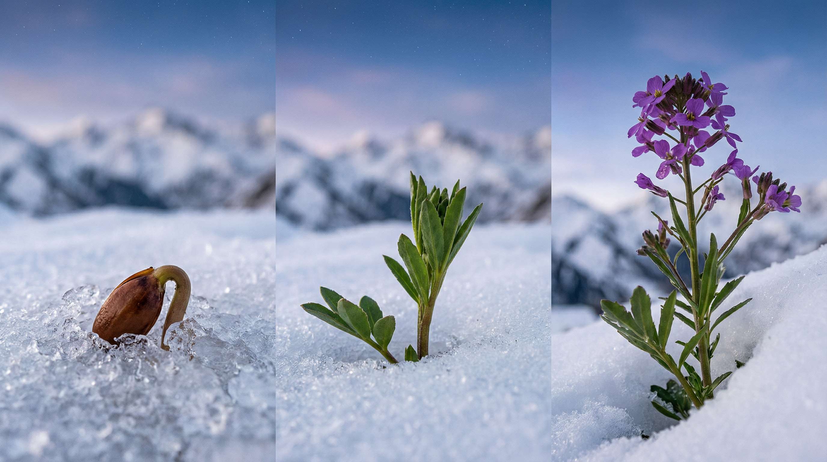 小蓝视频植物破雪而出延时视频